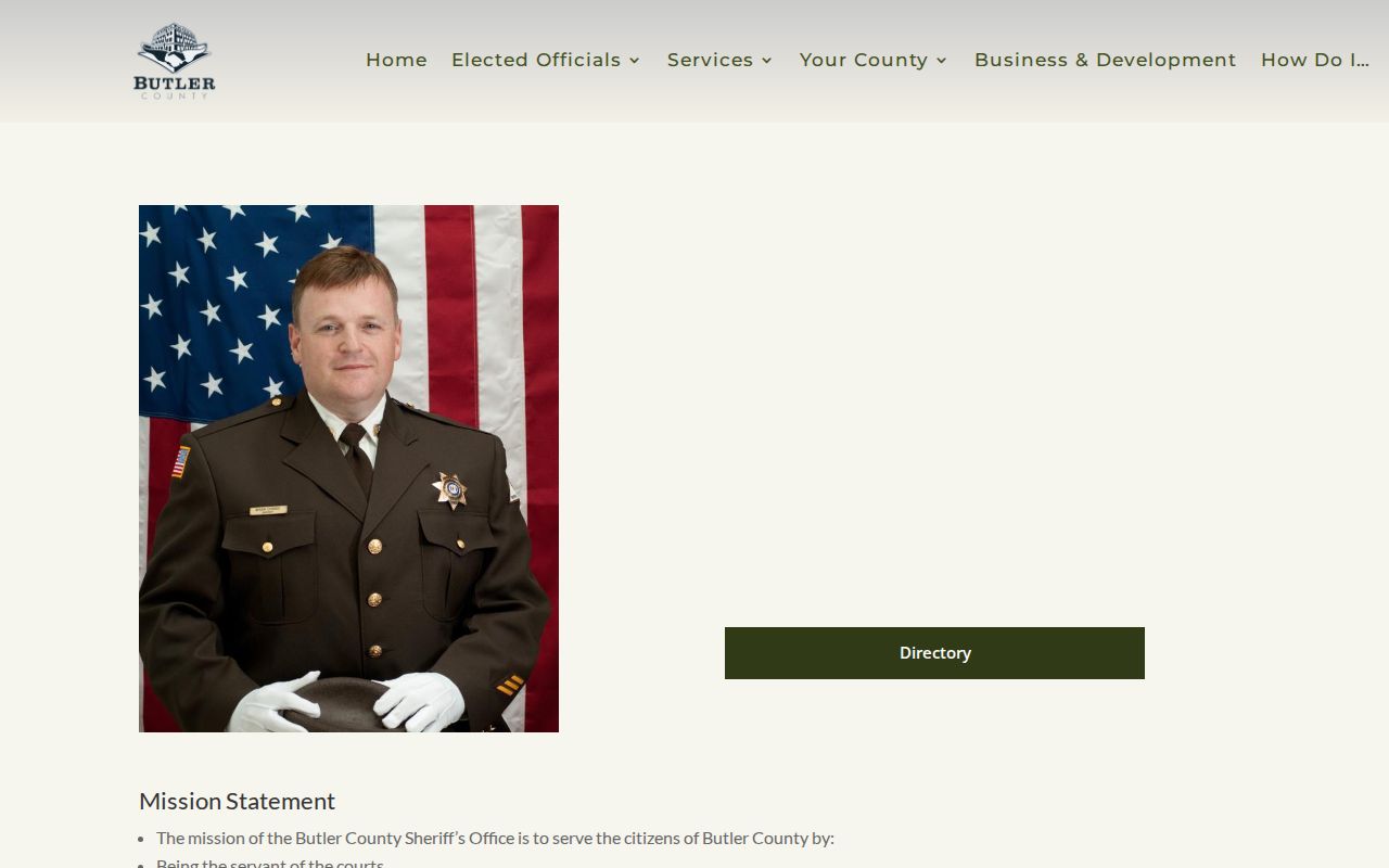 Official Butler County Sheriff contact and jail information page