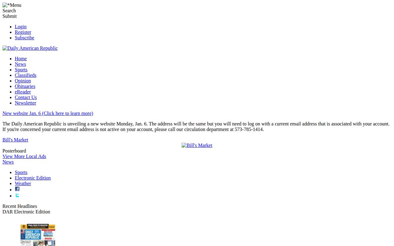 Daily American Republic Records and Police and Fire Reports area
