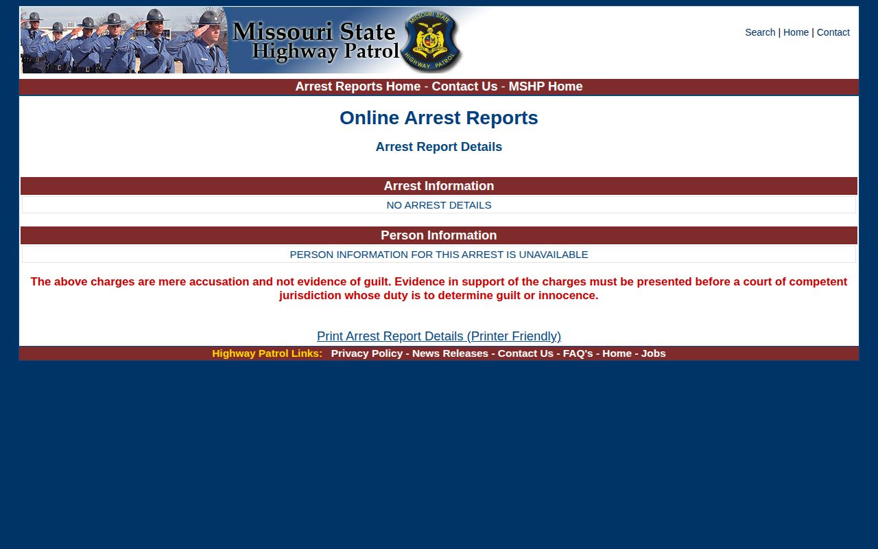 MSHP Butler arrest detail and accusation notice