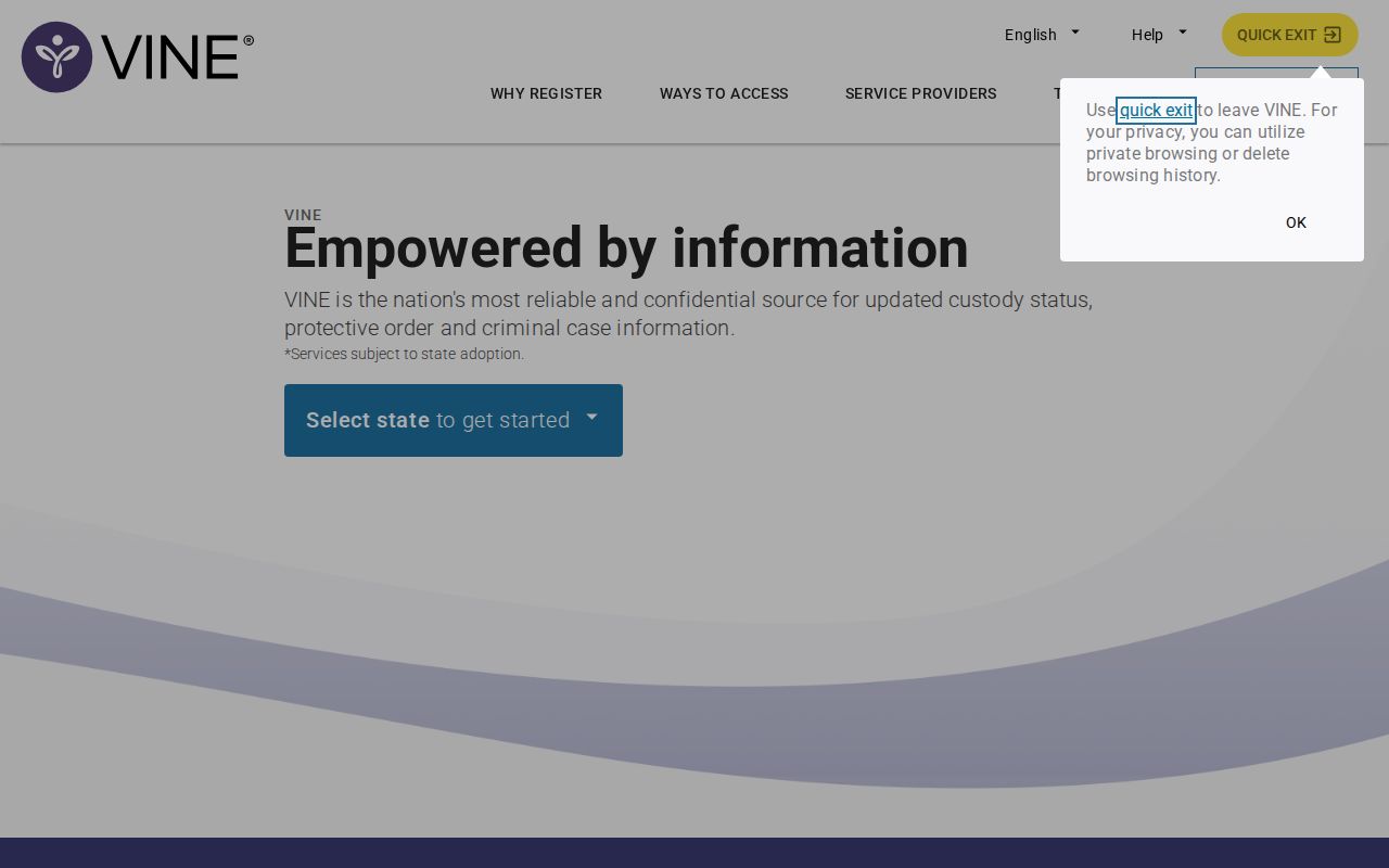 VINELink Missouri offender search screen